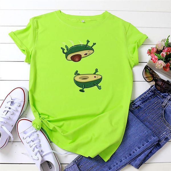 

women's t-shirt harajuku clothes graphic t shirts plus size women mujer avocado print tshirt 100%cotton o neck short sleeve tees summer, White