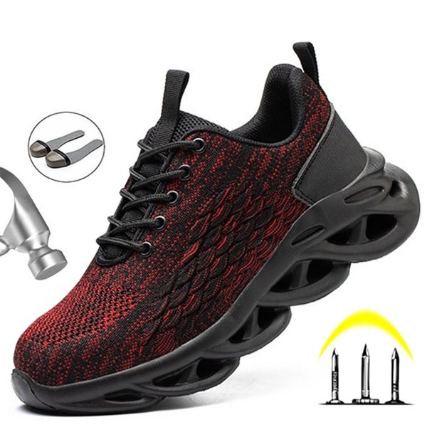 

indestructible work safety boots shoes steel toe cap men sneakers male footwear 210923, Black