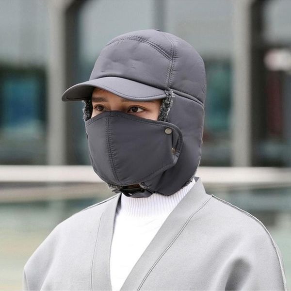

cossack cap ski hat mask cloth 2021 earflap fur trooper snow portable durable sport equipment trapper warm outdoor hats, Black;white
