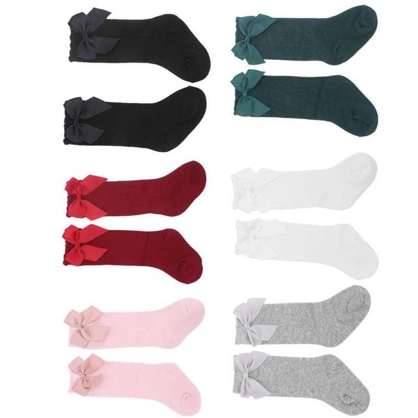 

socks baby with rubber soles girls infant skin-friendly knee high soft stylish lovely long bow, Pink;yellow