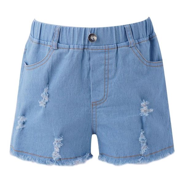 

shorts 2021 girls denim teenage girl summer ripped raw hem pants kids clothes fashion children jean short with multi-pockets, Black