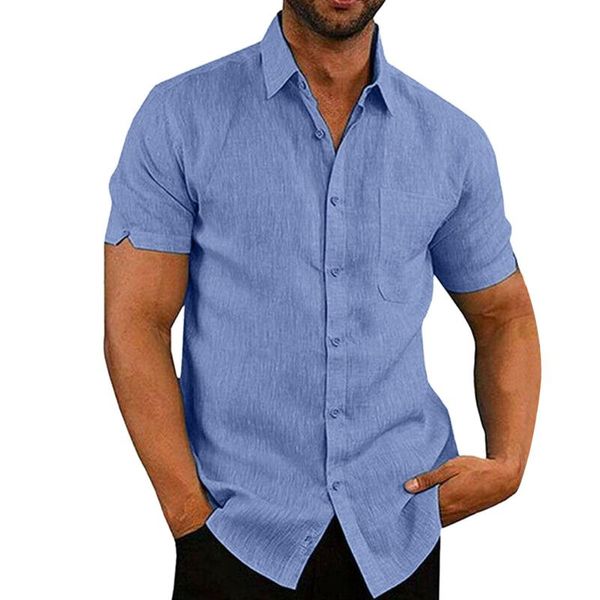 

men's casual shirts mens linen blouse short sleeve baggy buttons summer solid comfortable pure loose holiday tee #t1g, White;black