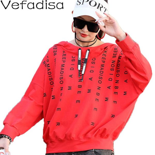 

vefadisa letter print hooded coat spring women sweatshirt 2021 long sleeve pullover casual red black coffee qyf5045 women's hoodies & s