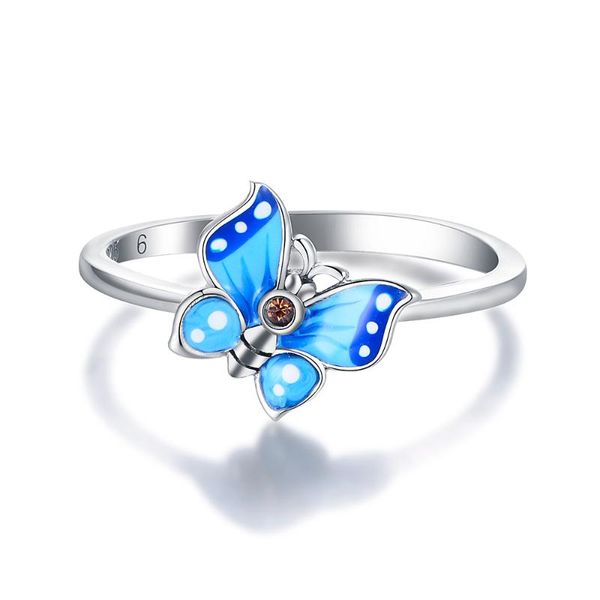 

cluster rings lovans silver ring butterfly finger oil painting pattern wedding bridal party birthday valentine's day, Golden;silver