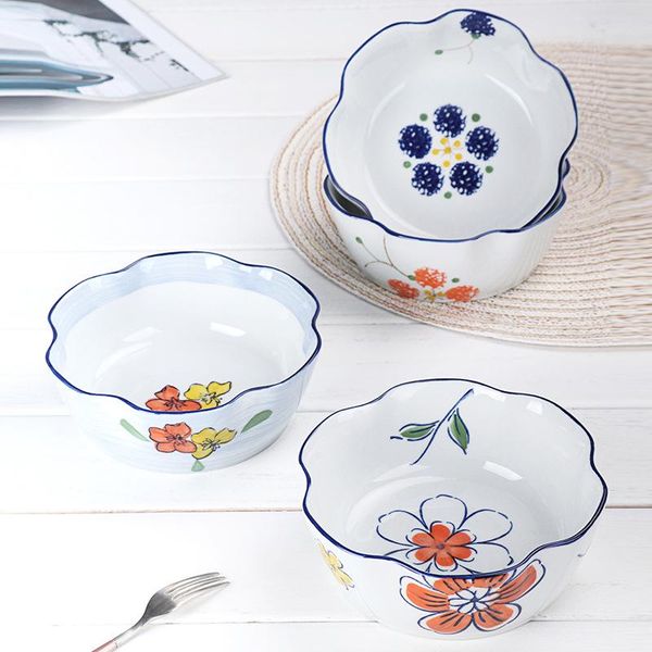 

salad bowl cute ins ceramic japanese tableware creative breakfast fruit cherry home noodle soup bowls