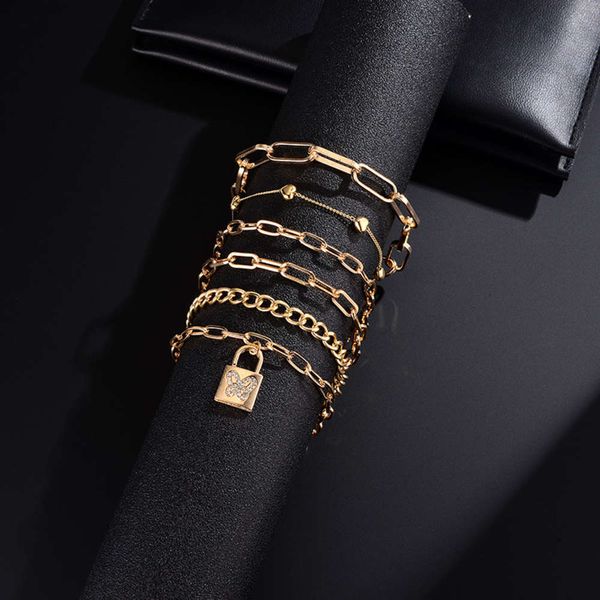 

gold chain female rock metal bracelet pop rap hip hop style, Black