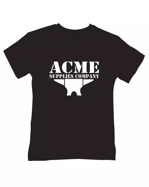 

acme anvil -supplies,company - silly, funny, comic style toddler t-shirt, White;black