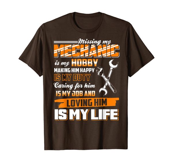 

mechanic wife shirt missing my mechanic is my hobby gifts t-shirt, White;black
