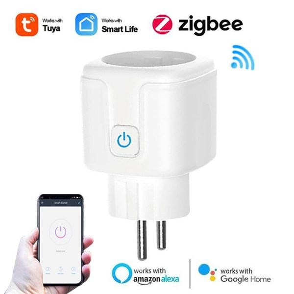

smart power plugs tuya zigbee plug eu 16a monitor timer socket home app wireless remote control outlet for alexa google