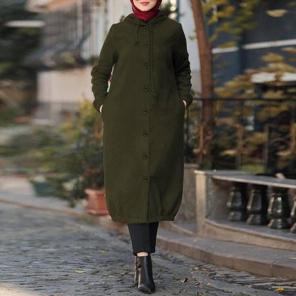 

hooded sweatshirt vestidos kaftan women's casual hoodies long sleeve drawstring pullovers female button robe plus size & sweatshirts, Black