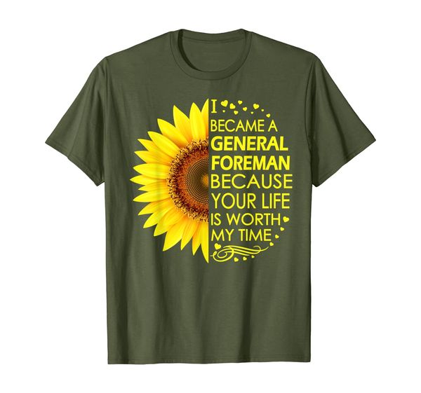 

i became general foreman sunflower t-shirt, White;black