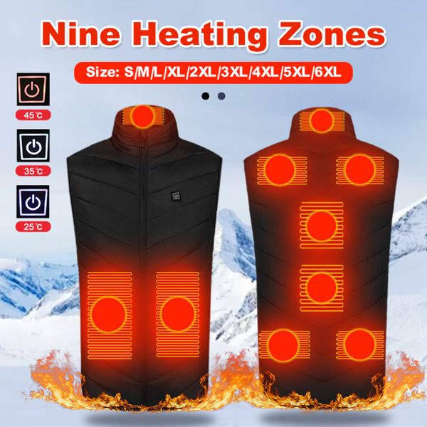 

usb heated men's and women's vt, 9-place et, warm in winter, Black;white