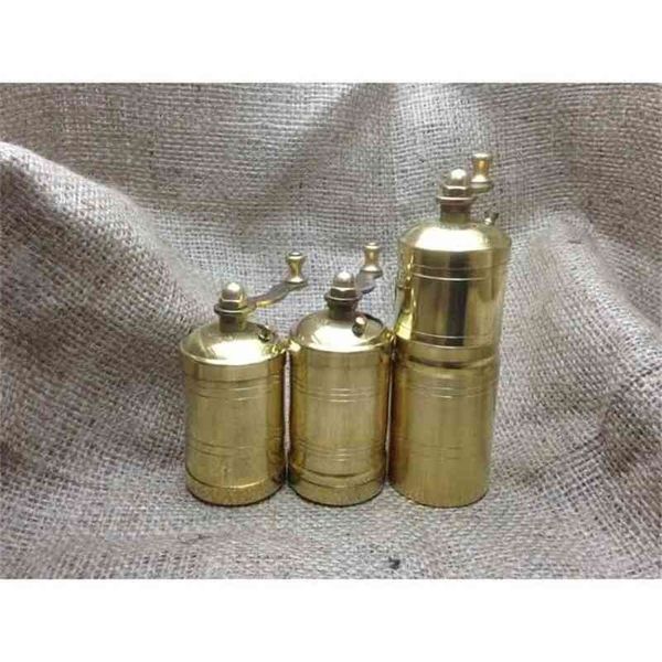 

brass pepper spice grinder , made from 3 size handmade use 210712