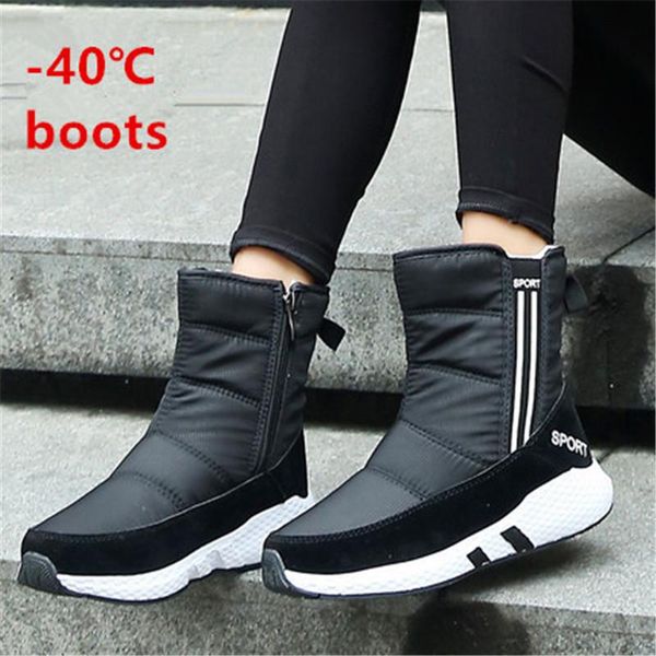 

boots women snow platform winter thick plush waterproof non-slip fashion shoes warm fur botas mujer black red