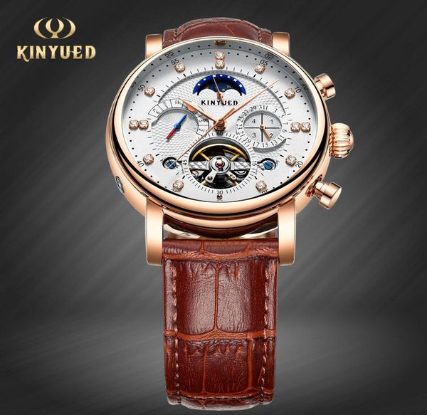 

moon phase automatic watch men mechanical watches mens tourbillon skeleton wristwatch waterproof relogio masculino wristwatches, Slivery;brown