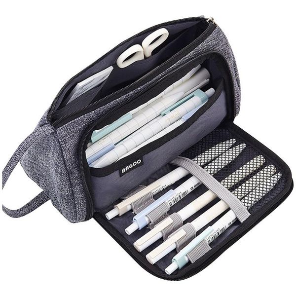 

storage bags pen pencil case fold canvas stationery bag organizer for cosmetic travel student light school supplies