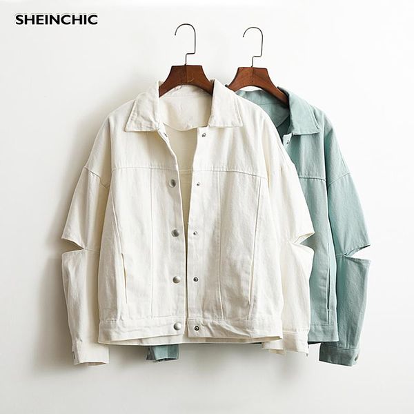 

women's jackets autumn 2021 women jacket white hollow out denim outerwear vintage single breasted female coat, Black;brown