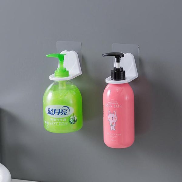 

bathroom storage & organization shampoo holder hook adhesive wall mounted for bottles with pump dispenser shower kitchen