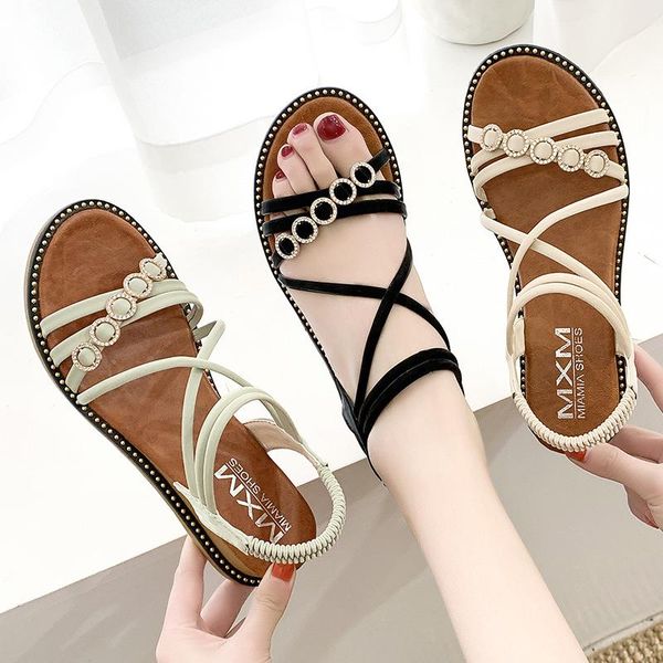 

summer sandals fashion casual elastic band solid front & rear strap wedges med (3cm-5cm) non-slip breathable, Black