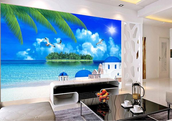 Benutzerdefinierte jegliche größe strand landschaft 3d tapete europäische stil dekoration foto wand malerei wohnzimmer hotel schlafzimmer dekor wandbild