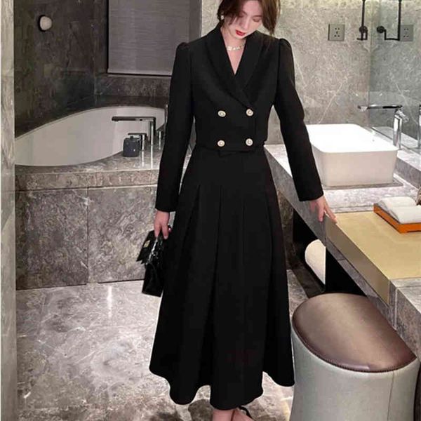 

two piece dress korean fashion suit two-piece skirt s black high-end short blazers+high waist a-line long office women 3urq, White