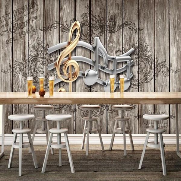 

milofi custom 3d music notes nostalgic retro large tv background wallpaper mural wallpapers