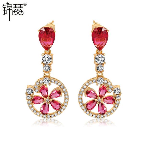 

jewelry charm stud aaa zircon fangying earrings, Golden