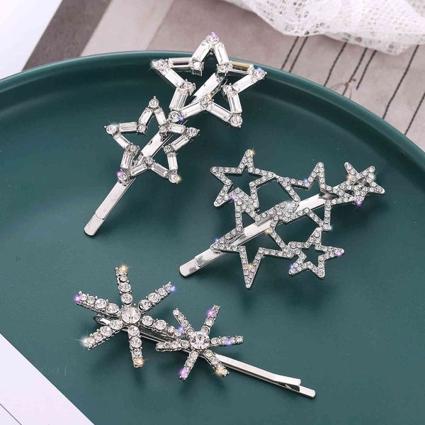 

ins net red starfish hairpin edge clip multi pentagonal star water drill clip, Golden;silver
