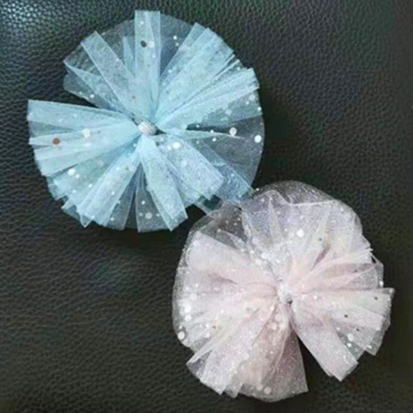 

dog apparel 2021 pet big bow round light sequins mesh princess butterfly hairpin material jewelry accessories 20pcs/lot