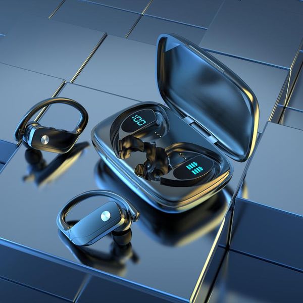 

headphones & earphones 3500mah bluetooth 5.1 sport waterproof touch control earbuds led display gaming wireless headset with microphone