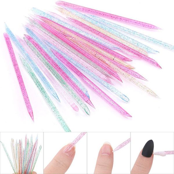 

nail files 50/100pcs reusable crystal stick double end art cuticle pusher remover tool pedicure care nails manicures tools