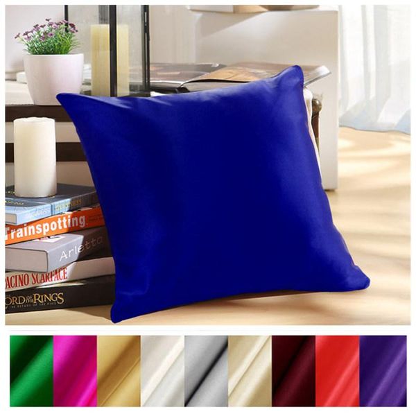 

pillow case 100% pure silk pillowcase zipper cover throw cushion solid multicolor