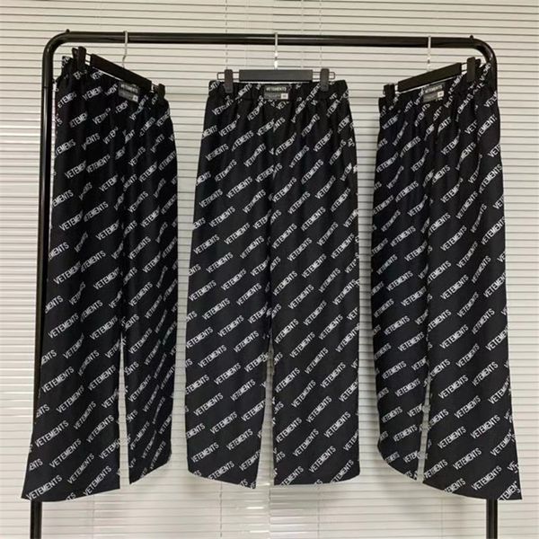 

men's pants full women men vetements straight fabric vtm trousers sweatpants nva7, Black