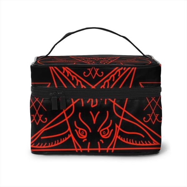 

travel cosmetic fashion lady baphomet bags and lucifer storage large capacity women makeup