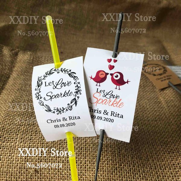 XX DIY – 100 Stück „Let Love Sparkle“, Wunderkerze/Leuchtstab-Tags, personalisierte Hochzeits-Feuerwerk-Tags, individuelles Etikett 210408