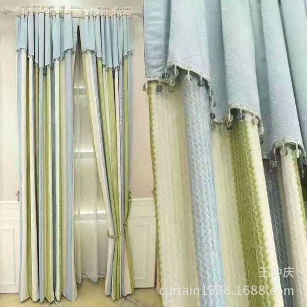 

curtain & drapes colorful chenille cashmere striped jacquard mediterranean pastoral style curtains for living room bedroom sheer