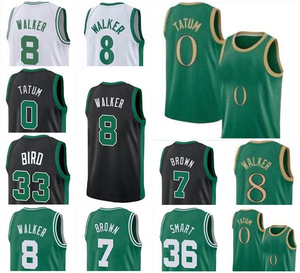 

high-quality 8 walker jersey 7 brown marcus shirt 0 tatum 36 smart green black men basketball jerseys top, Black;red