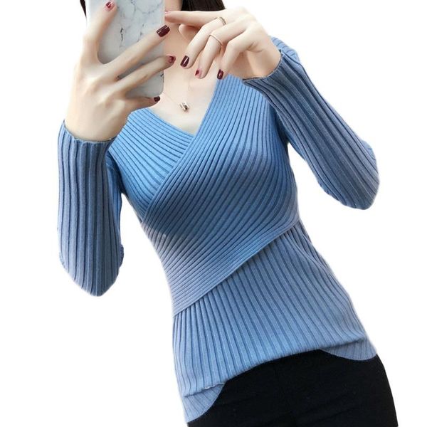 

women's sweaters v-neck slim sweater women fashion 2021 spring long sleeves knitted pullovers jumper pull femme clothing, White;black