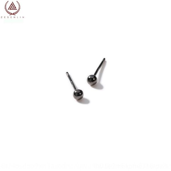

hgq korean stud version s999 pure silver h-made smooth round beadsnourishing hmade earrings and earsbean simple mini and earrings, Golden;silver