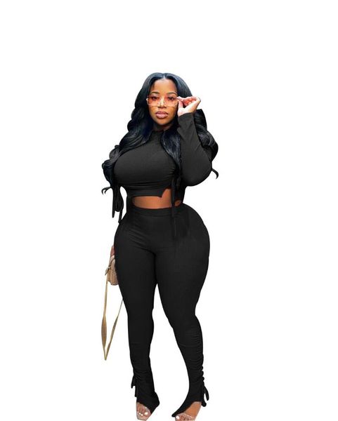 

women's two piece pants ym86820 europe and big yards ruffle two-piece wear, White