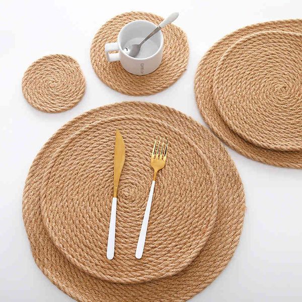 

nordic yellow linen meal mat sen series thermal insulation dining table anti scalding cup western pot bowl plate