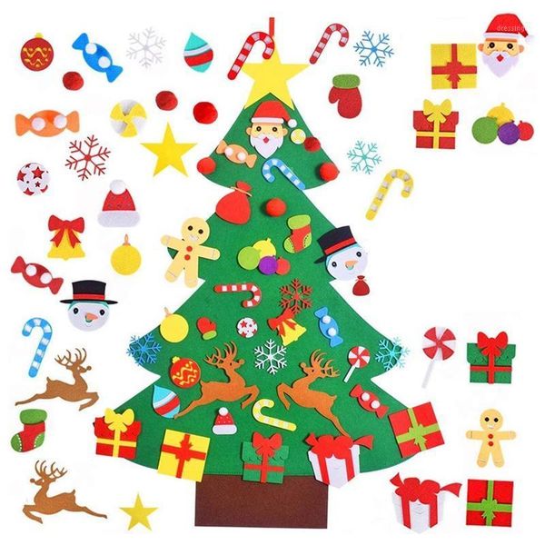 

christmas decorations children's felt tree set with 36pcs ornaments diy home wall hanging craft kits for
