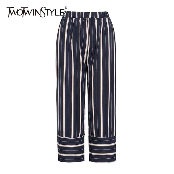 

casual striped trousers for women high waist straight loose wide leg pants female fashion clothing autumn 210521, Black;white