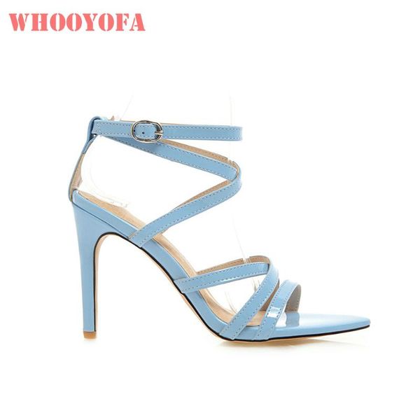 

brand fashion blue yellow women sandals high gladiator heels lady stripper shoes wh851 plus big size  43 46 48, Black