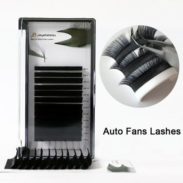 

mixed 8-15mm fast fanning double layered lashes automatic fans eyelash extensions soft faux cils volume natural individual lash false eyelas