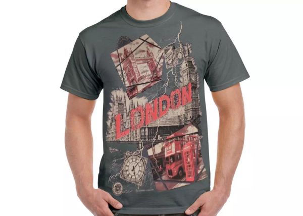 

london t.b. mix view design tee t shirts in charcoal, White;black