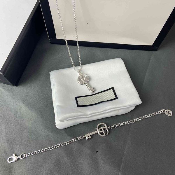 

design jewelry 925 sterling silver used double key pendant necklace for male and female lovers fan chao net red gift