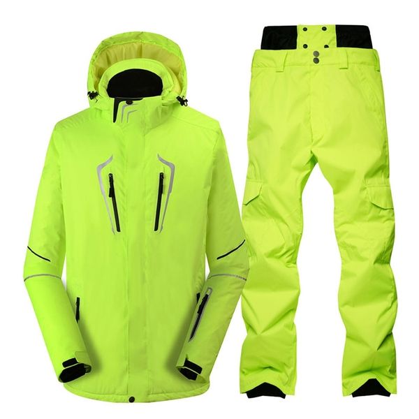 

plus size solid color ski costumes waterproof windproof winter outdoor ice snow jackets + pants snowboarding suit sets for men's