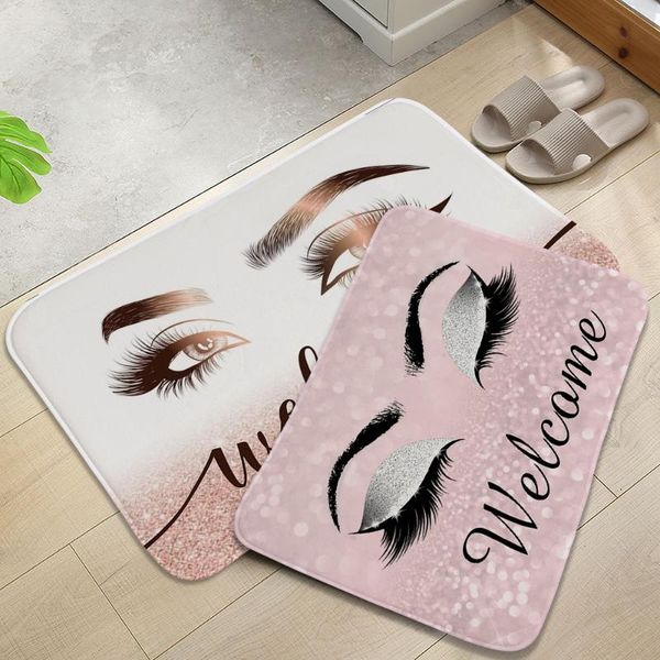 

bath mats anti-slip absorb water mat cartoon eyelash bathroom kitchen bedroon floor entrance kids prayer 40*60cm 0050