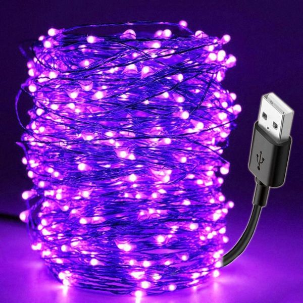 

strings 10m 100led purple string light usb christmas halloween party waterproof diy outdoor lamp for holiday fairy lights garden
